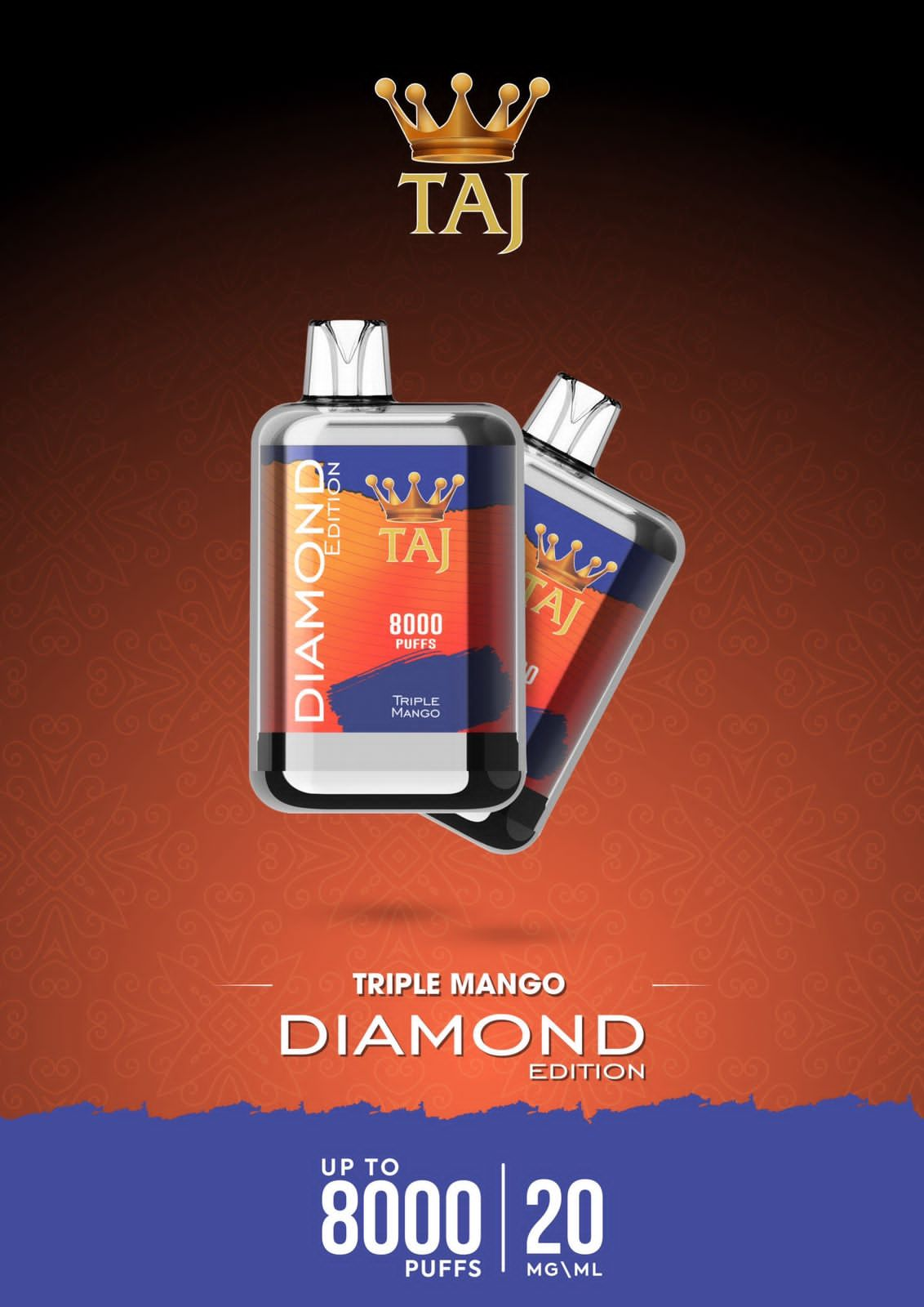 Taj 8000 puffs diamond edition - triple mango - disposable vape - vapes uae