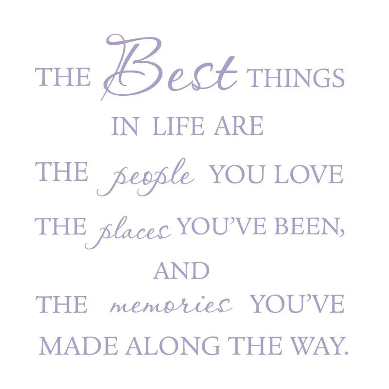 The best things in life’ vinyl wall decal - love memories home art sticker - large size - purple / 160x37cm - wall