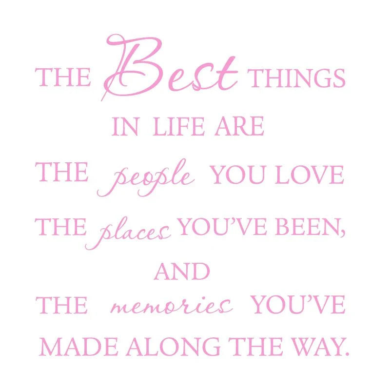 The best things in life’ vinyl wall decal - love memories home art sticker - large size - pink / 160x37cm - wall