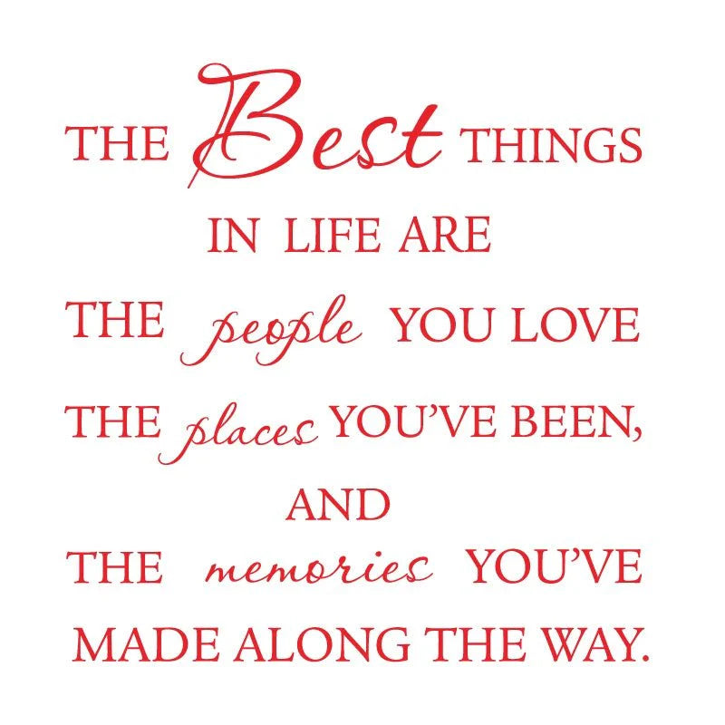 The best things in life’ vinyl wall decal - love memories home art sticker - large size - red / 118x28cm - wall