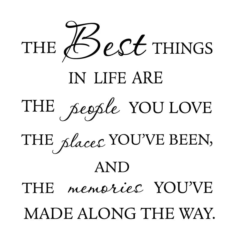 The best things in life’ vinyl wall decal - love memories home art sticker - large size - black / 118x28cm - wall