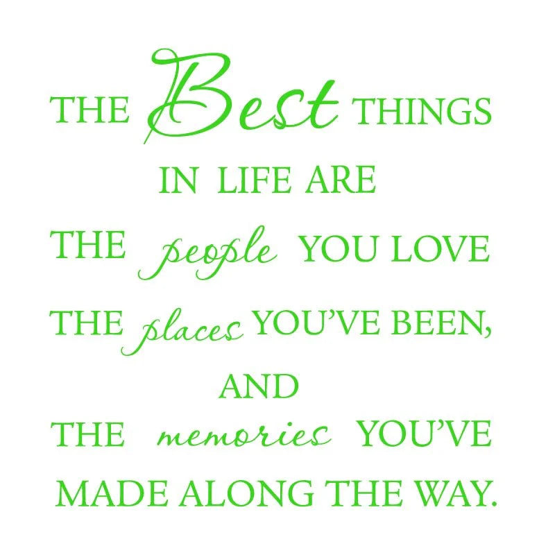 The best things in life’ vinyl wall decal - love memories home art sticker - large size - light green / 160x37cm