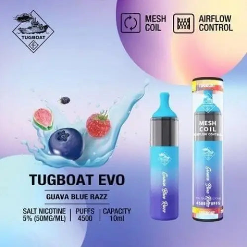 Tugboat Evo 4500 Puffs - Guava Blue Razz / 50mg (5% ) - Disposable Vape - Vapes Uae