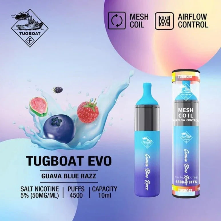 Tugboat Evo 4500 Puffs Disposable Vape - Guava Blue Razz / 50mg (5% ) - Disposable Vape - Vapes Uae