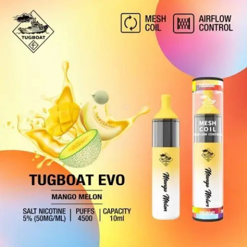 Tugboat Evo 4500 Puffs - Mango Melon / 50mg (5% ) - Disposable Vape - Vapes Uae