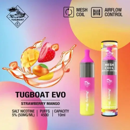 Tugboat Evo 4500 Puffs - Strawberry Mango / 50mg (5% ) - Disposable Vape - Vapes Uae