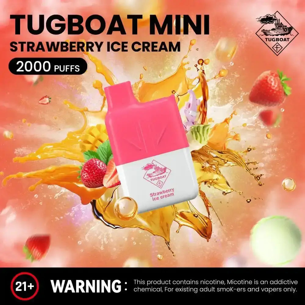 Tugboat Mini 2000 Puffs Disposable Vape - Strawberry Ice Cream - Disposable Vape - Vapes Uae