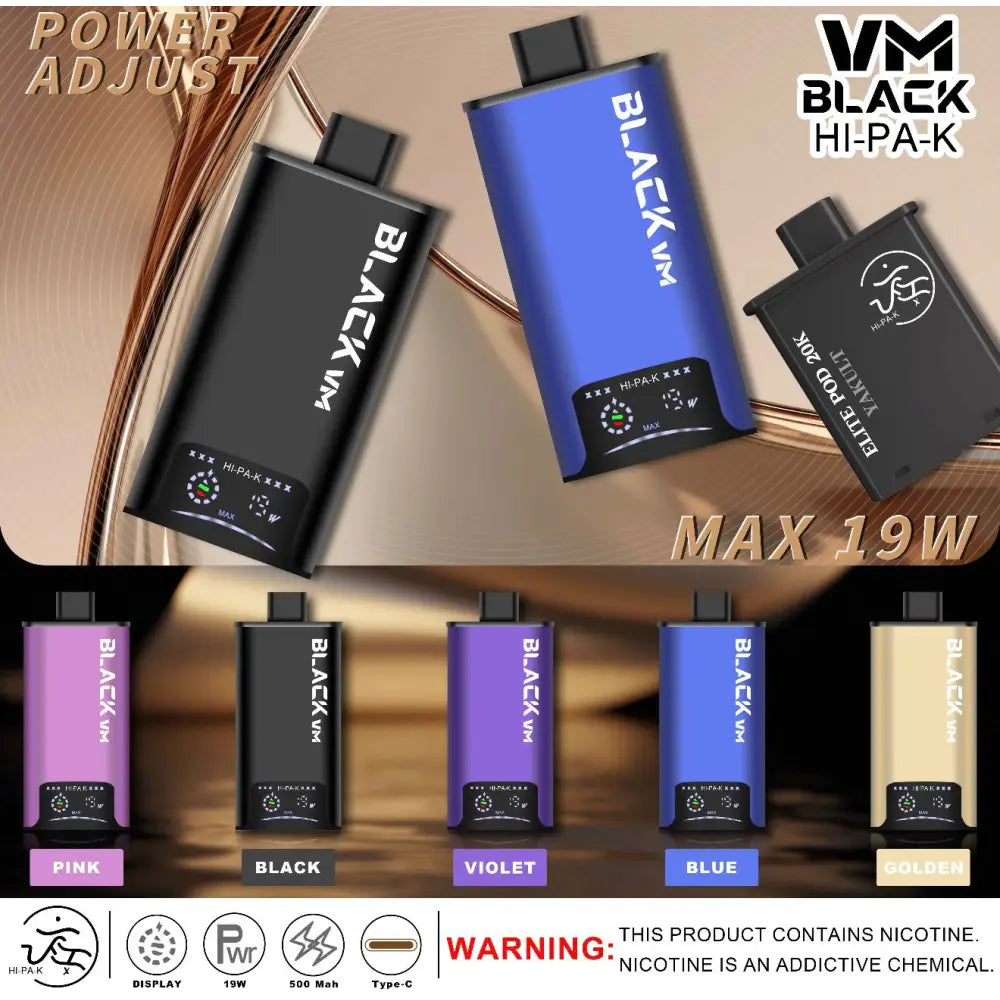 Vm Black Hi-pa-k 20000 Puffs Pod Vape Kit - Vape Device - Vapes Uae