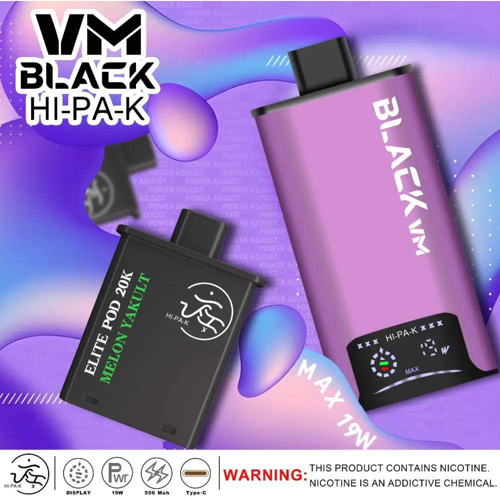 Vm Black Hi-pa-k 20000 Puffs Pod Vape Kit - Vape Device - Vapes Uae