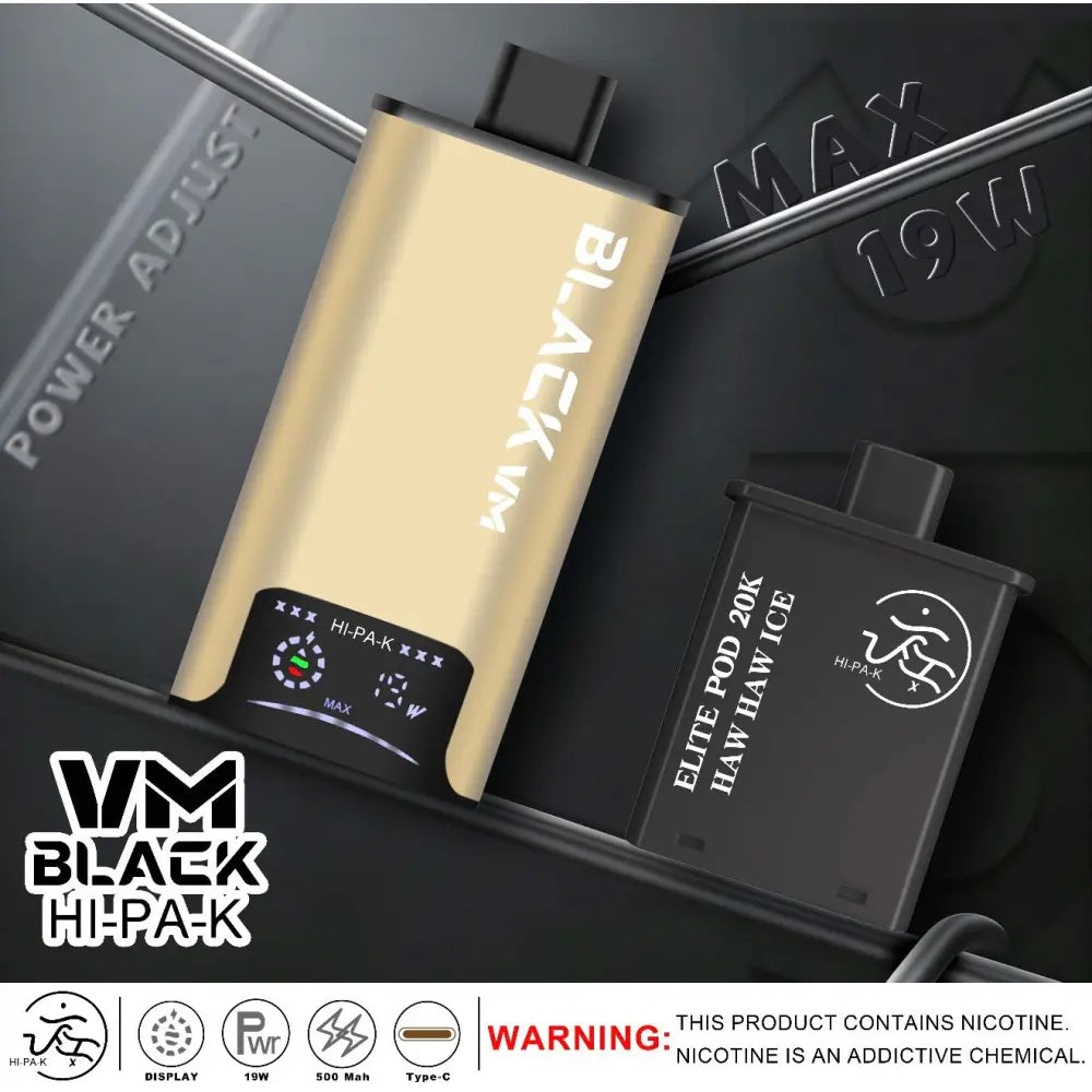 Vm Black Hi-pa-k 20000 Puffs Pod Vape Kit - Hawhaw Ice / Gold - Vape Device - Vapes Uae