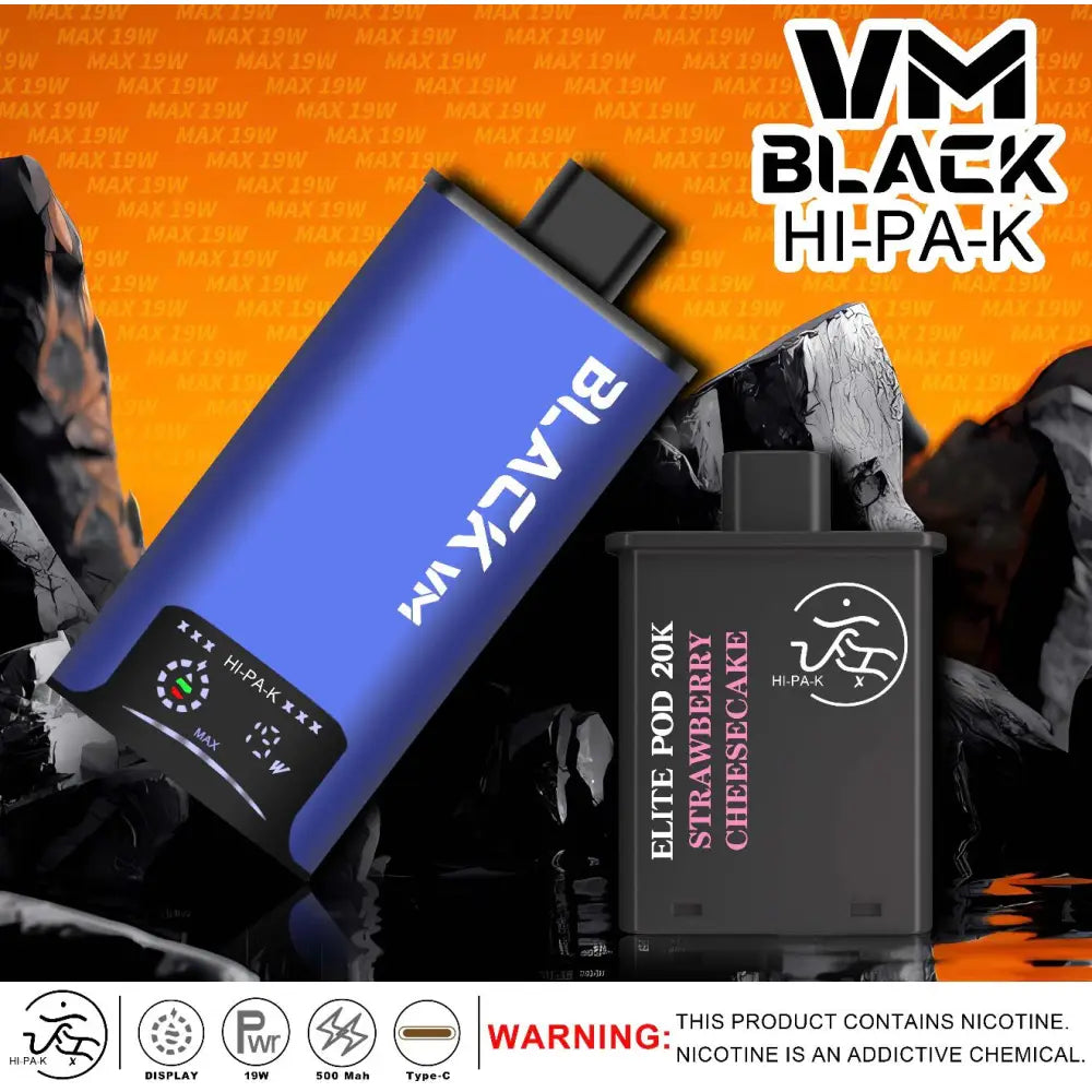 Vm Black Hi-pa-k 20000 Puffs Pod Vape Kit - Strawberry Cheesecake / Blue - Vape Device - Vapes Uae