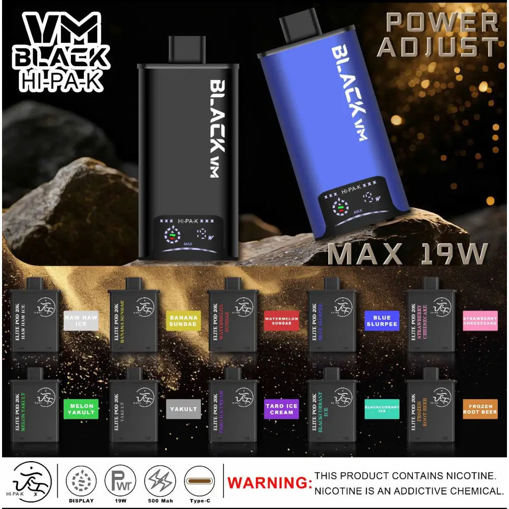 Vm Black Hi-pa-k 20000 Puffs Pod Vape Kit - Strawberry Yakult / Black - Vape Device - Vapes Uae