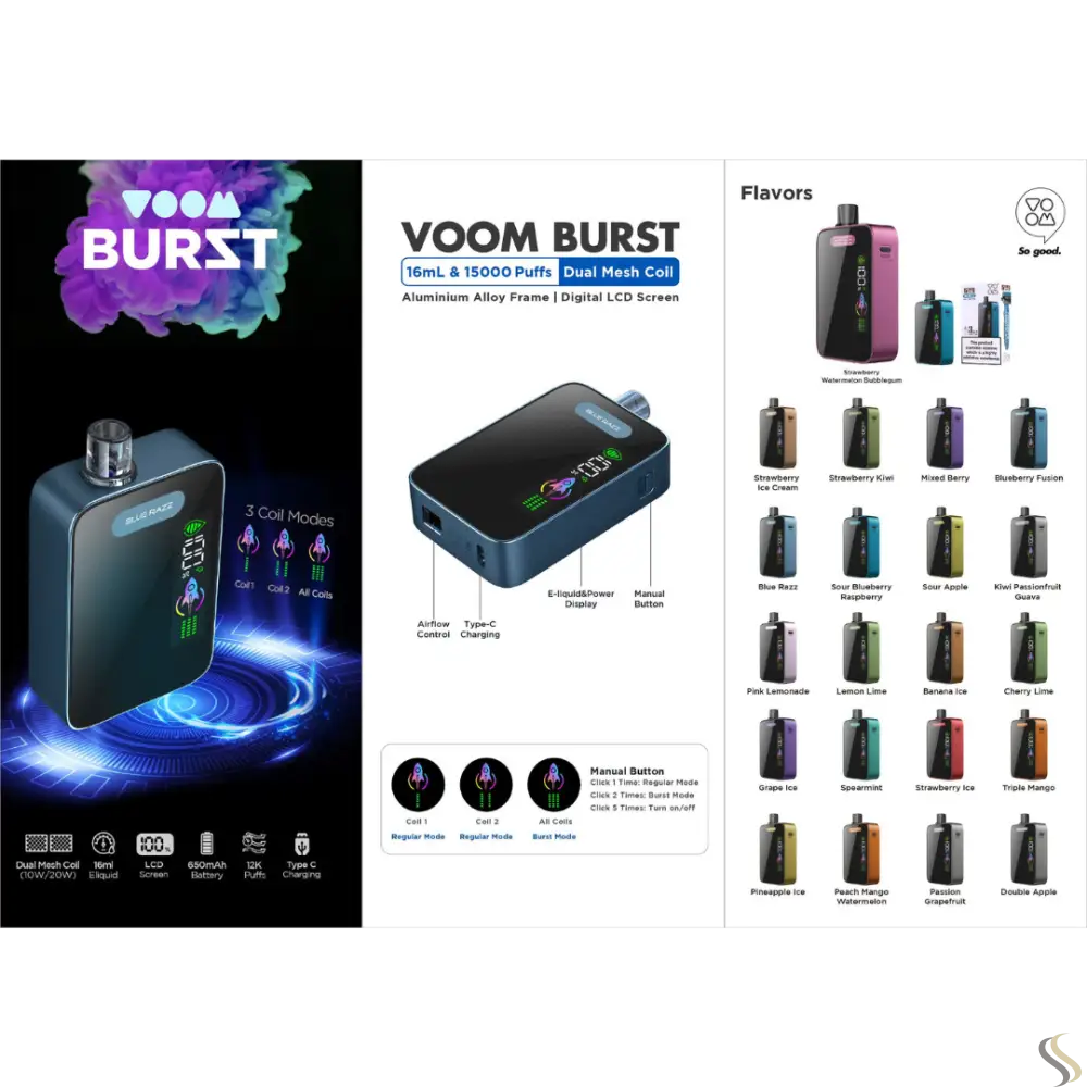 Voom Burst 15000 Puffs - Lush Ice - Disposable Vape - Vapes Uae