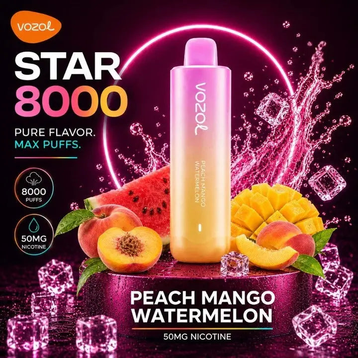 Vozol Star 8000 Puffs Disposable Vape - Peach Mango Watermelon - Disposable Vape - Vapes Uae