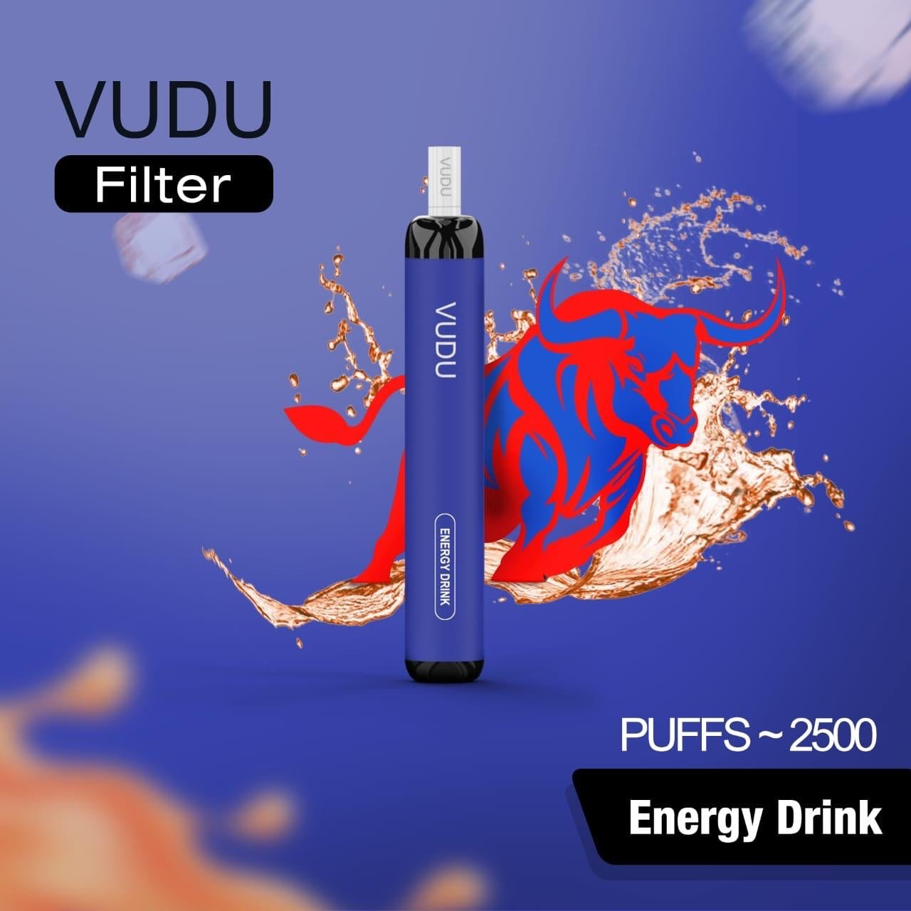 Vudu filter 2500 puffs - red bull / 50mg(5% ) - disposable vape