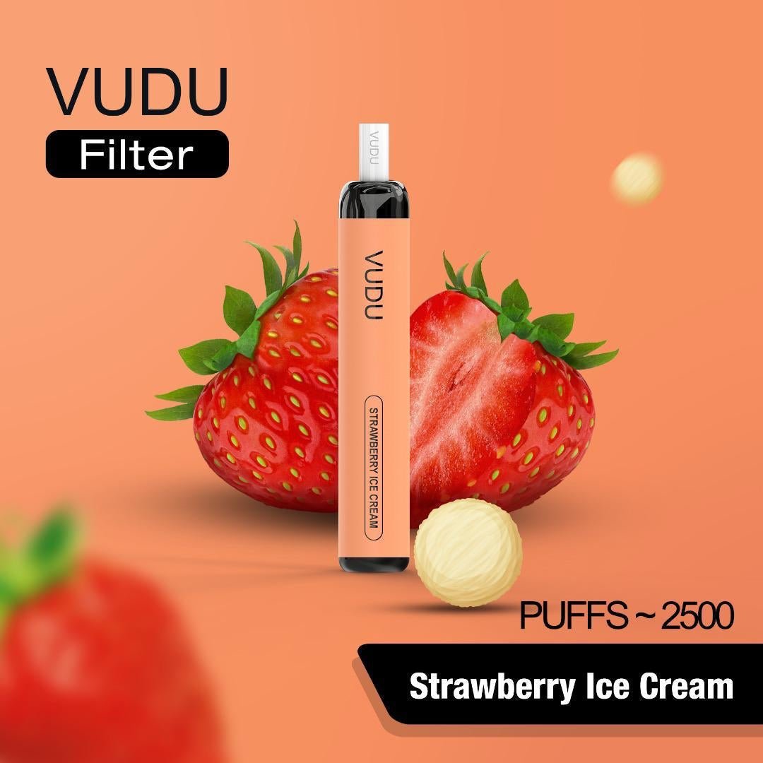 Vudu filter 2500 puffs - strawberry ice cream / 50mg(5% ) - disposable vape - vapes uae