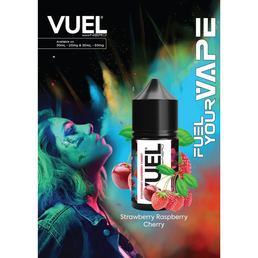 Vuel nerd salts 30ml - strawberry raspberry cherry - e-liquid