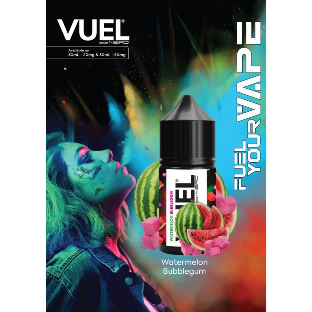 Vuel nerd salts 30ml - watermelon bubble gum - e-liquid