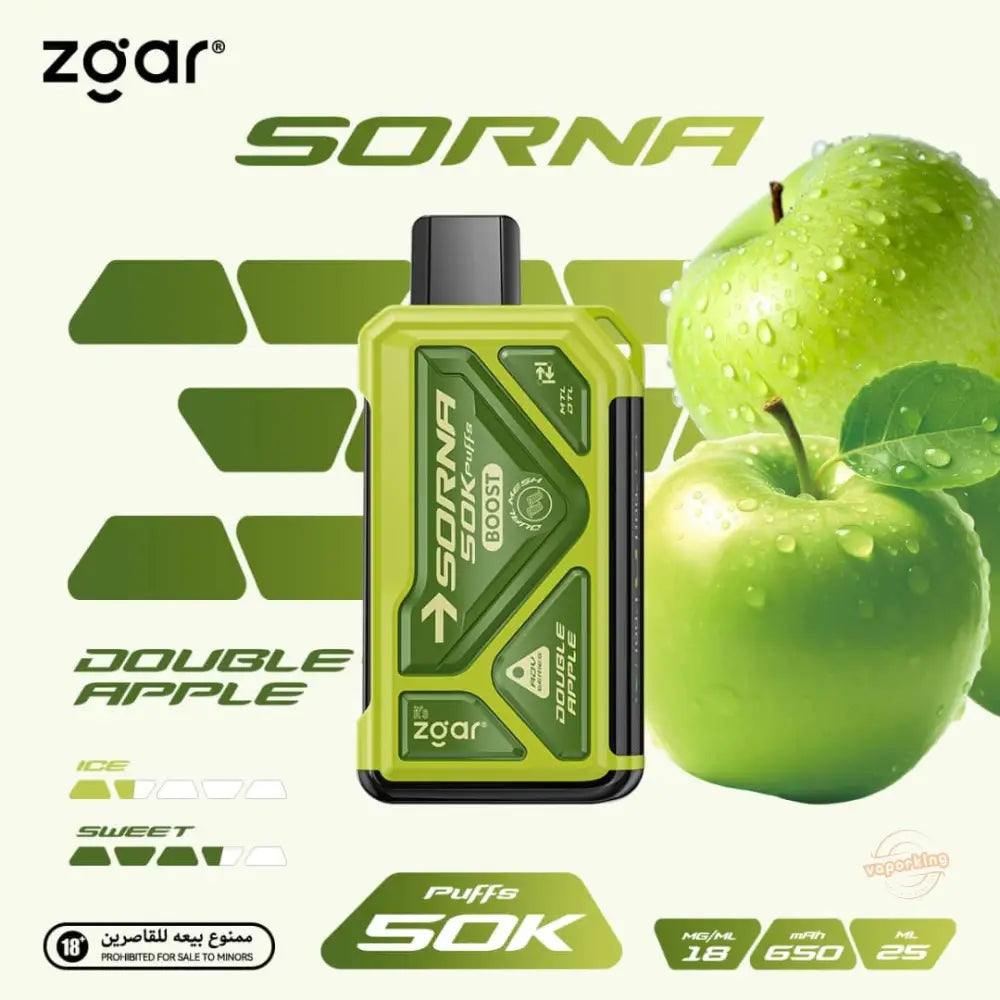 Zgar Sorna 50000 Puffs Disposable Vape - Double Apple - Disposable Vape - Vapes Uae