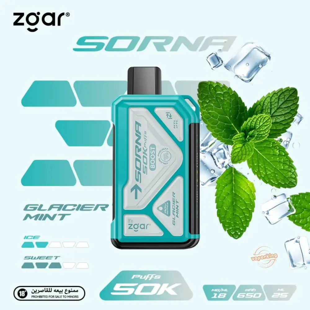 Zgar Sorna 50000 Puffs Disposable Vape - Glacier Mint - Disposable Vape - Vapes Uae